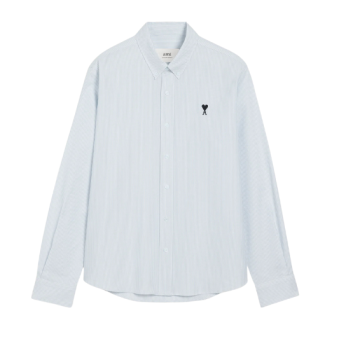 AMI - CHEMISE COL BOUTONNÉ AMI DE COEUR RAYÉE NOIR
