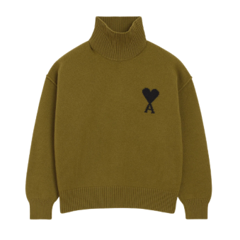 AMI - PULL COL CHEMINÉE AMI DE COEUR NOIR