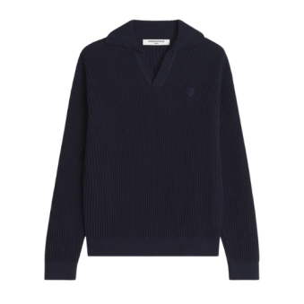 MAISON KITSUNÉ - PULL FOX HEAD COTTON RIBBED POLO JUMPER