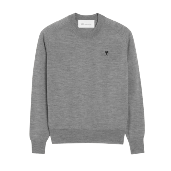 AMI - PULL COL ROND AMI DE COEUR NOIR