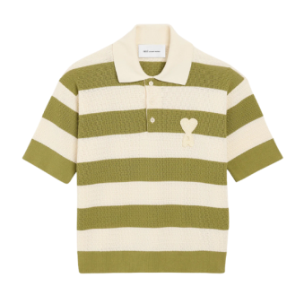 AMI - POLO MANCHES COURTES RAYÉE AMI DE COEUR