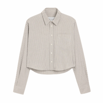AMI - CHEMISE RAYÉE COURTE AMI DE COEUR EMBOSSÉ