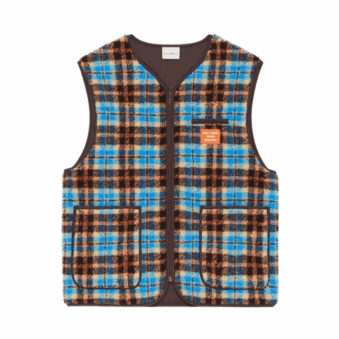 DRÔLE DE MONSIEUR - VESTE SANS MANCHES SHERPA À CARREAUX