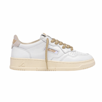AUTRY - BASKETS MEDALIST EN CUIR DETAILS LUREX OR